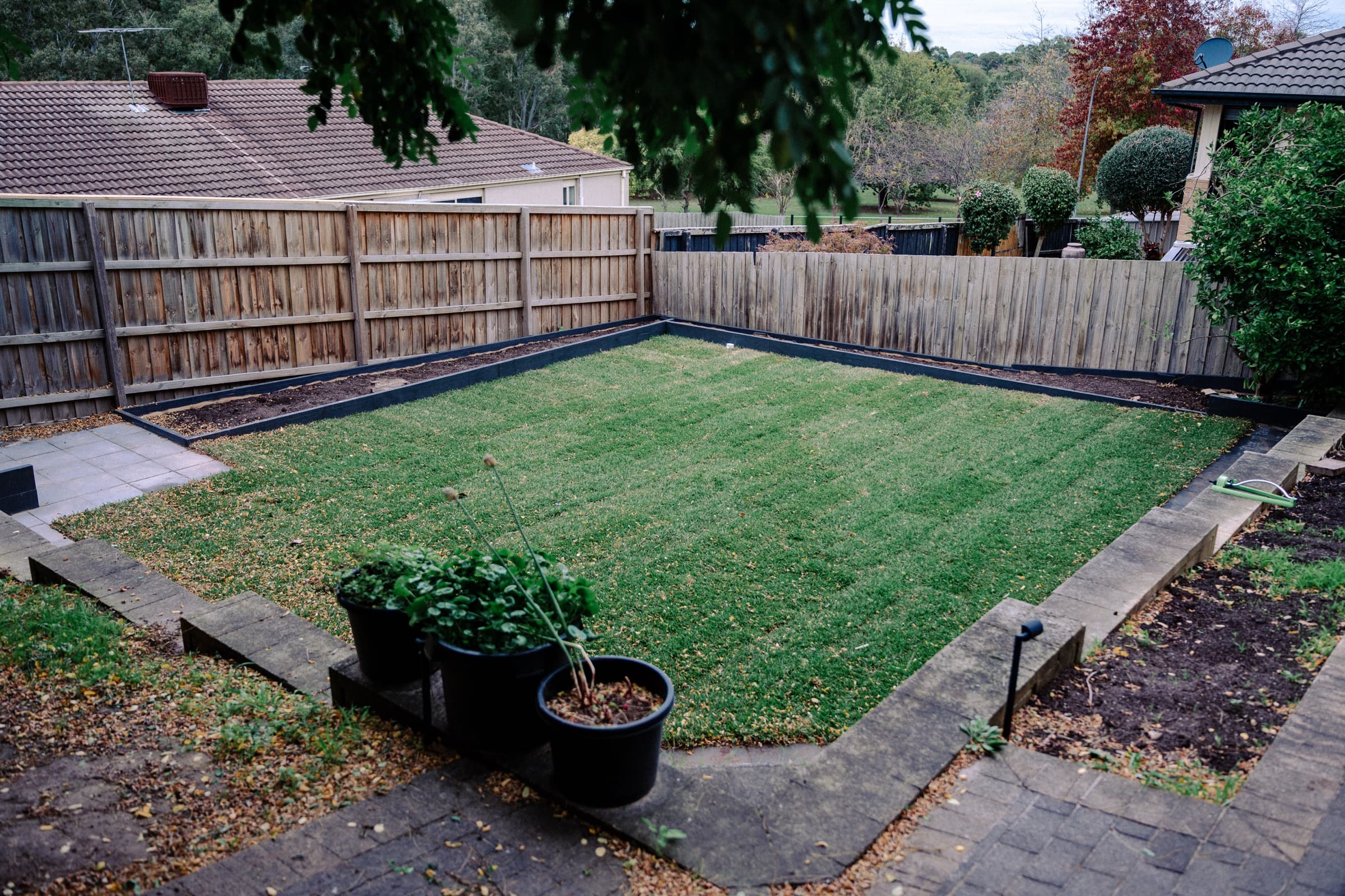 Finished lawn and garden layout in a Narre Warren backyard